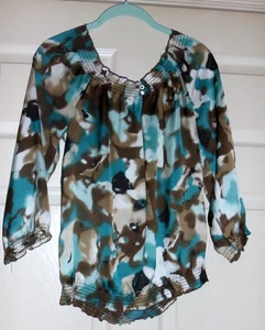 Signature By Larry Levine Petite Small 3/4 Sleeve Semi Sheer Blouse - Picture 1 of 3