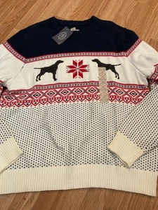 NWT/Mens/Vintage Fair Aisle Sweater by St.John's Bay XL Snowflake & Dogs - Picture 1 of 6