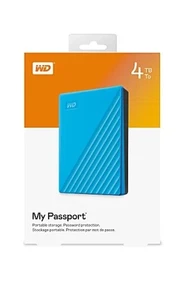 WD 4TB My Passport Portable Storage External Hard Drive USB 3.2 for PC/MAC Blue - Afbeelding 1 van 1