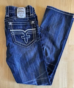 Rock Revival Jeans Women’s Size 31 Blue Mid Rise Straight Leg Denim | Y2K Style - Picture 1 of 6