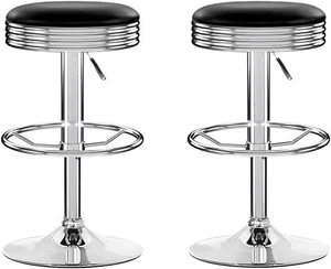 Bar Stools Stool Set of 2 Adjustable Kitchen Swivel Counter Barstools Dining Cha - Picture 1 of 6