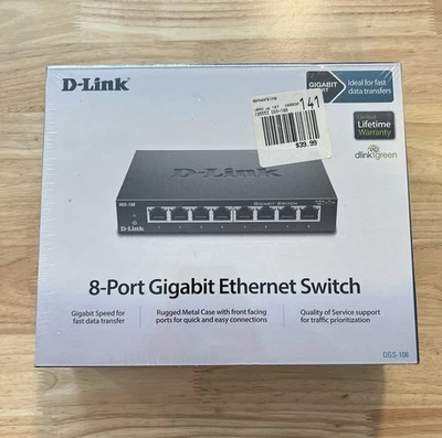 D-Link DGS-108  8-Port Gigabit Ethernet Switch Brand New And Sealed Original Box - Image 1 of 4
