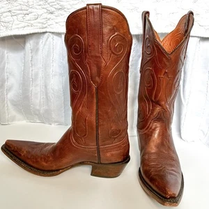 Black Jack Goat Leather Cowgirl Boots Handmade Tan Women’s Size 7 Snip Toe - Picture 1 of 10