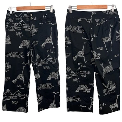 Chico's Women's M Pants Art to Wear Crop Capri Animal Print Stretch Casual Fun - Image 1 of 4