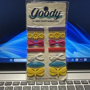 Vintage Goody Snap-Tight Haarspange 14 Stück 80er Haarspangen #5515 Schmetterling gelb - Bild 1 von 5