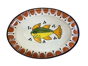 Piatto vassoio ceramica Talavera vintage design pesce 18" senza piombo Messico - Foto 1 di 10