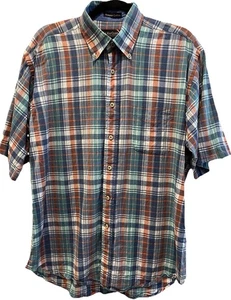 F.A. MacCluer Herren L Sommer Baumwolle Kurzarm Knopfleiste Mehrfarbig Kariert Hemd - Bild 1 von 7