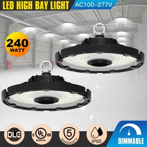 2Pack 240W UFO Led High Bay Light Dimmable Warehouse Commercial Light Fixtures - Picture 1 of 16