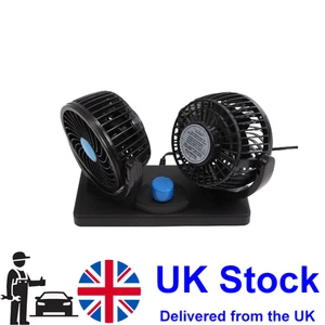 12V Car Fan Dual Head Dashboard Cooling Air Fan Auto Cooling Cooler Portable - Picture 1 of 12