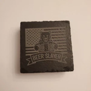 Laser Engraved natural slate coasters 4"x4" Lake Life set of 4 - Picture 1 of 4