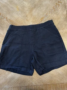 Nautica Navy Blue Pull No Shorts Large Elastic Waist 34” Inseam 5” High Rise - Picture 1 of 5
