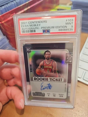 2021-22 Panini Contenders  Evan Mobley  Rookie Auto PREMIUM PSA 9 #103  - Image 1 of 2