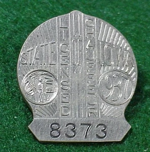 1937 IOWA Chauffeur Badge # 8373 - Picture 1 of 3