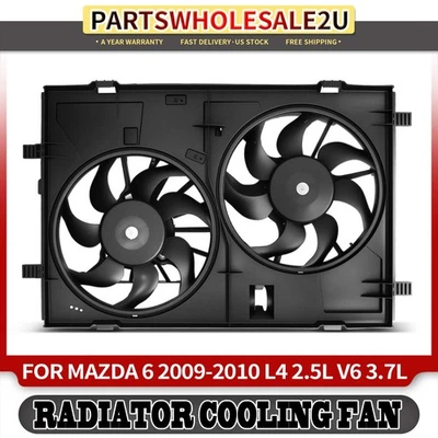 Conjunto de ventilador de refrigeración del radiador con cubierta para Mazda 6 2009-2010 V6 3,7 L L4 2,5 L Foto 1 de 4