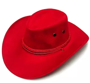 SOMBRERO DE VAQUERO ROJO DE LUJO sombreros occidentales ranchero gorras rodeo moda ropa NUEVO - Imagen 1 de 1