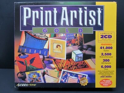 Print Artist Gold, PC, CD-ROM, W 95 & Mac 7.0, Sierra  On-Line, 1998, Never Used - Image 1 of 4