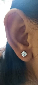 1,70 ct Rundschliff Diamant Ohrstecker 14 K Weißgold natürlich abgebaut Schraubverschluss - Bild 1 von 4