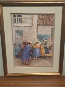 Framed "Market Day" Pisac, Peru by Alma Dieckman - Picture 1 of 2