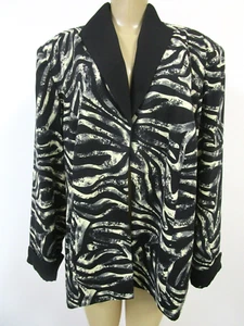 BLAZER MANICHE A 3/4 LE BOSS NERO E MULTICOLORE DESIGN GEOMETRICO TAGLIA 22W - NUOVO CON ETICHETTE - Foto 1 di 8