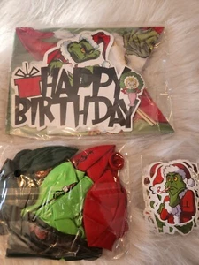 Grinch Christmas Birthday Party Decoration Balloons Set Banner New - Picture 1 of 2
