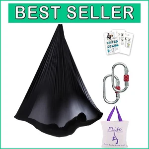 Durable Black Aerial Yoga Hammock for Inversions & Strength Training - 3.3 lbs - Picture 1 of 7