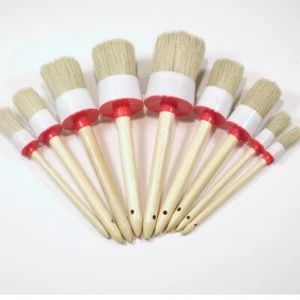 1Set 6pcs Round Bristle Wooden Handle Chalk Oil Paint Painting Wax Brush - Picture 1 of 7