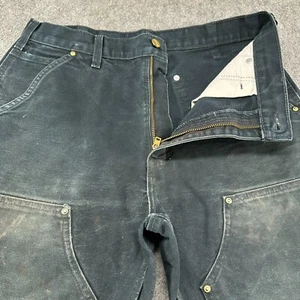 VINTAGE Carhartt Pants Men 32x32 Black Carpenter Workwear Canvas Double Knee USA - Picture 1 of 21