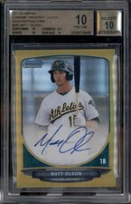 2013 Bowman Chrome Autograph Gold Refractor Matt Olson RC Auto /50 BGS 10