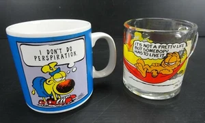 Vintage Tassen - 1989 GRIMMY "I Don't Do Perspiration" 1978 Garfield "Pretty Life" - Bild 1 von 10