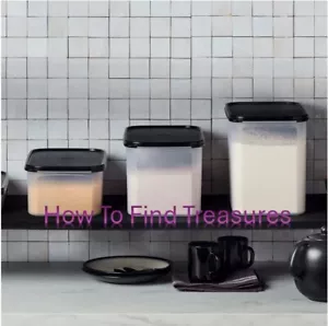 S4) BRAND NEW TUPPERWARE MODULAR MATES RECTANGLE BLACK LID AIRTIGHT STORAGE - Picture 1 of 10
