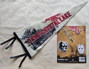 Friday the 13th Banner Flag Camp Crystal Lake Jason Vorhees Lootcrate & Magnets. - Picture 1 of 2