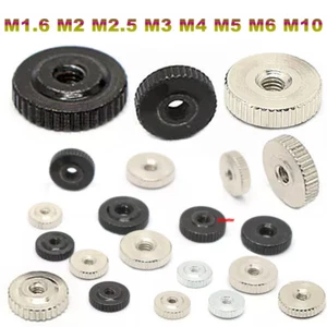 Carbon Steel Knurled Thumb Thin Flat Nuts M1.6 M2 M2.5 M3 M4 M5 M6 M10 Round Nut - Picture 1 of 16