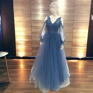 Women Lace Long Formal Prom Evening Party Dresses Cocktail Gowns Maxi Christmas - Picture 1 of 7