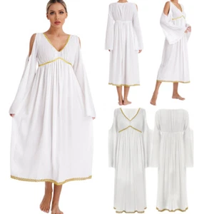 Mujer Vestido Vestido Disfraces Borde Dorado Juego de Rol Navidad Cuello en V Ángel Halloween - Imagen 1 de 22