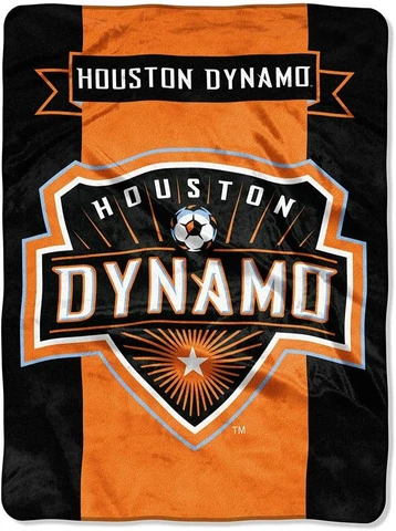 Houston Dynamo Plush 60" by 80" Twin Size Raschel Blanket - MLS Cover