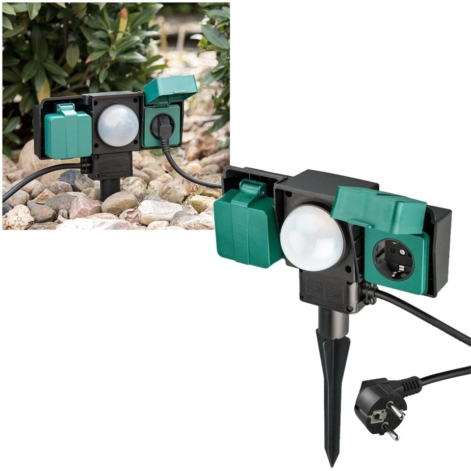 Gartensteckdose mit Erdspieß 2-fach mit Sensor LogiLink LPS226 (4052792044300)