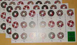 Three x 20 = 60 of Christmas GREETINGS Wreath Designs 32¢ US Stamps # 3249-3252