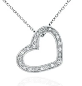 Genuine Diamond Heart Pendant Necklace in Solid Sterling Silver - Picture 1 of 2