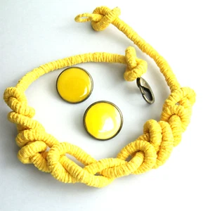 Modenschau Kette Ohrstecker Einzelstücke Handmade gelb - Bild 1 von 7