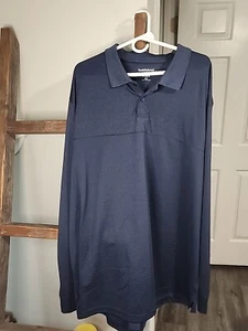 Saddlebred Mens Big And Tall 3XLT Performance Long Sleeve Navy Polo STYLE - Picture 1 of 5