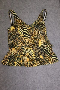 TANKINI OBERTEIL TOP GRÖSSE 42 C SCHWARZ GELB BE GEMUSTERT, SCHAUMSTOFF KÖRBCHEN - Bild 1 von 2