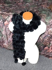 JMcLaughlin Damen/Unisex schwarz echtes Kaninchenfell Schal 51" - Bild 1 von 4