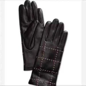 Charter Club Plaid Topstitch Womens Leather Gloves Black Large - Picture 1 of 1
