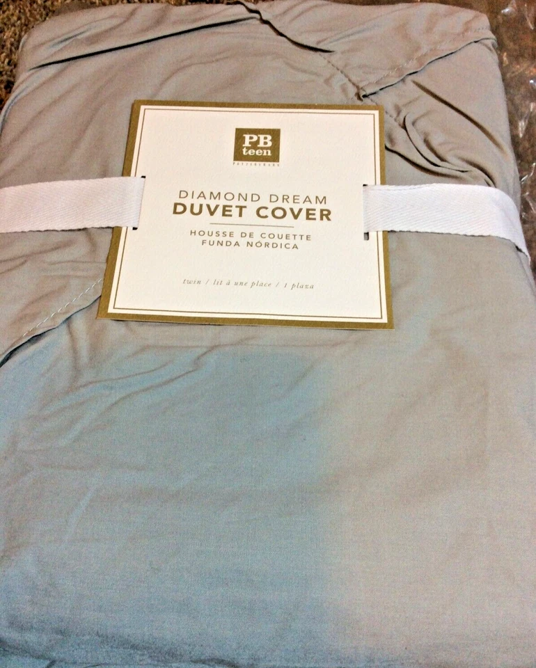 Funda nórdica Pottery Barn Teen Diamond Dream Twin gris claro ¡NUEVA CON ETIQUETAS! Foto 1 de 1