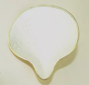 FINN JENSEN NORWAY STERLING SILVER GOLD VERMEIL WHITE GUILLOCHE ENAMEL SHELL PIN - Picture 1 of 6