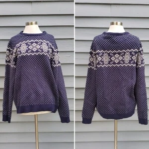 Suéter Pullover Vintage Años 90 Y2k Izod Fair Isle Lelandic Ski Apres Azul Algodón - Imagen 1 de 6