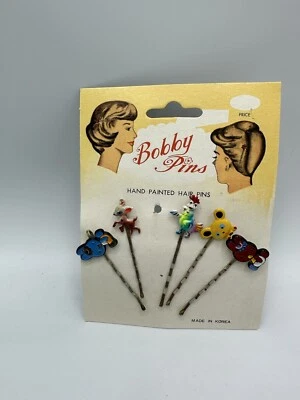 Alfileres de pelo pintados a mano vintage años 60 mixtos Foto 1 de 2