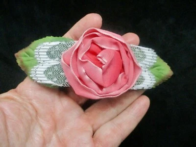 复古-法国Ombre丝绸丝带和花边玫瑰粉红色发夹 — 第 1/3 张图片