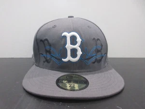 Boston Red Sox Hat Cap Fitted Mens 7 3/8 Gray White New Era Baseball Logo - Picture 1 of 8