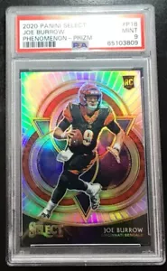 🔥Joe Burrow 2020 Panini Select Phenomenon Silver Prizm Rookie RC LSU PSA 9 MINT - Picture 1 of 2